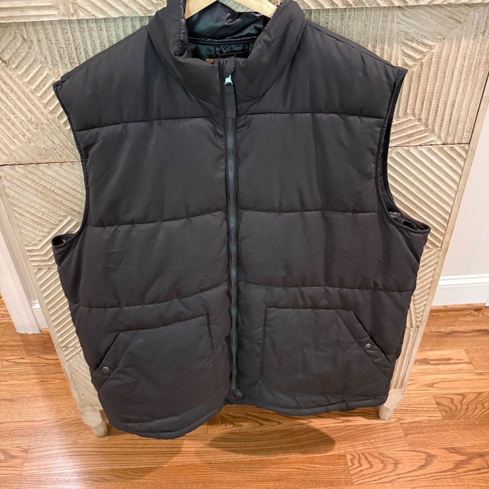 The Foundry Supply Co Black Puffer Vest Men 2XLT Big Tall Full Zip Quilted Puffy